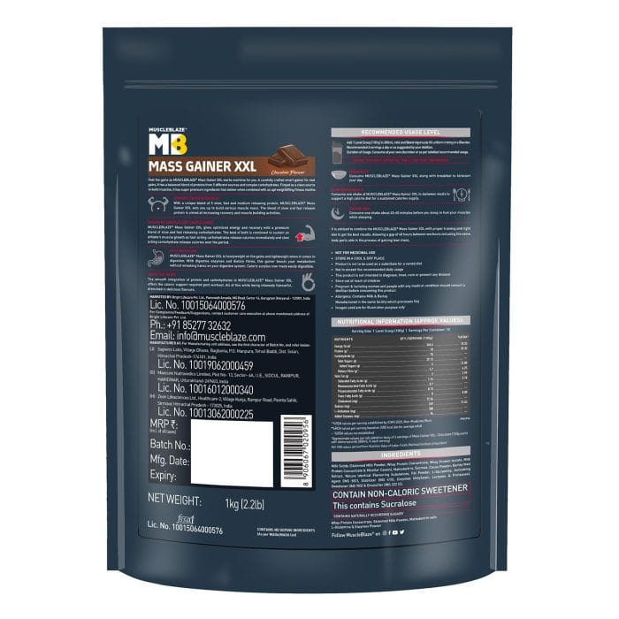 MuscleBlaze Mass Gainer XXL 1kg - Image 6