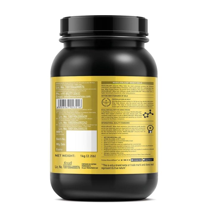 MuscleBlaze Whey Gold, 100% Whey Protein 1kg - Image 4