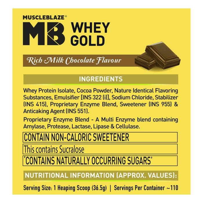 MuscleBlaze Whey Gold, 100% Whey Protein 4kg Rich Milk Chocolate - Image 8