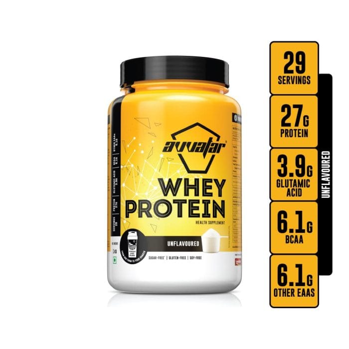 AVVATAR WHEY PROTEIN | 1 KG | Unflavoured | 27g Protein | 29 Servings | Isolate & Concentrate Blend - Image 2