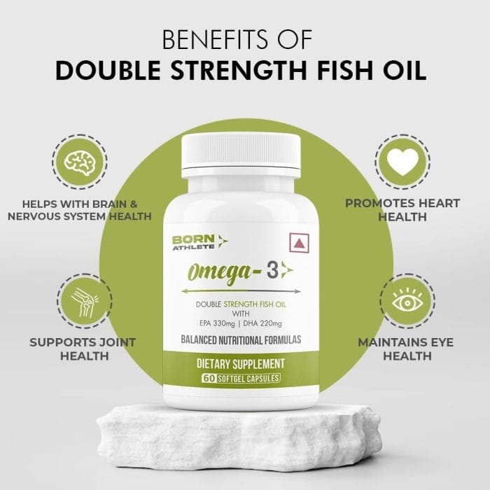 Born Athlete Omega 3 Fish Oil - Double Strength with EPA 330mg & DHA 220mg | Supports Heart Health, Joint Flexibility & Reduces Inflammation - Image 3