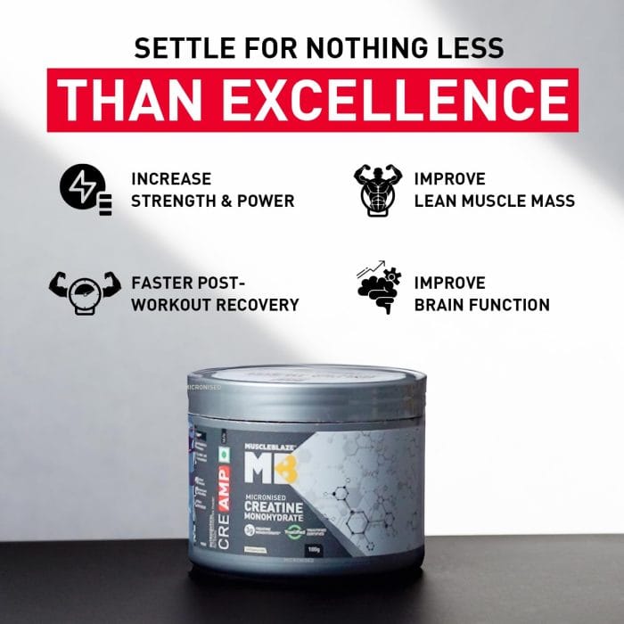 Muscleblaze Creatine Monohydrate Creamp (Unflavoured, 32 Servings, 100G / 0.22Lbs) | Trustified Certified Creatine. - Image 6