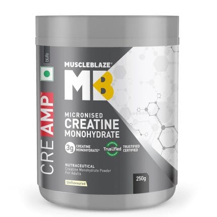 Muscleblaze Creatine Monohydrate Creamp (Unflavoured, 80 Servings, 250G / 0.55Lbs) | Trustified Certified Creatine.