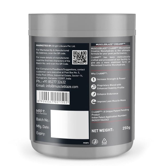 Muscleblaze Creatine Monohydrate Creamp (Unflavoured, 80 Servings, 250G / 0.55Lbs) | Trustified Certified Creatine. - Image 2
