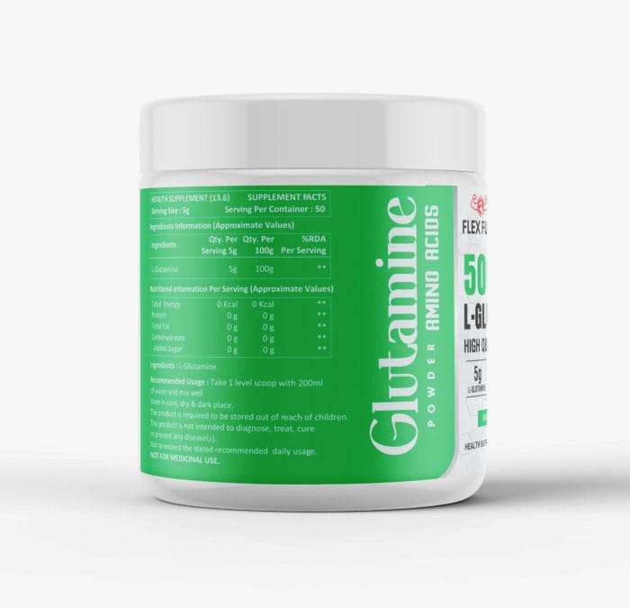 Flex Fuel L-Glutamine – High-Quality Powder (250g, 50 Servings) - Image 3