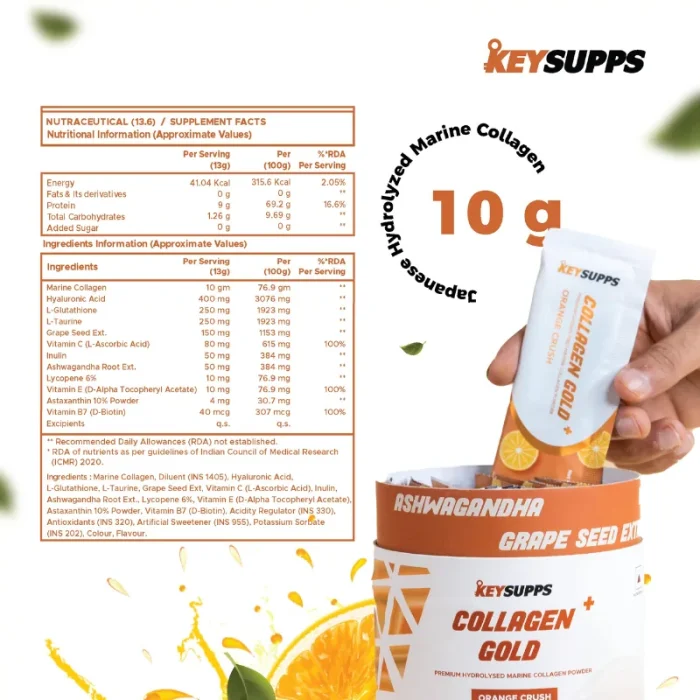 KeySupps Collagen Gold Plus – Orange (30 Servings) - Image 3
