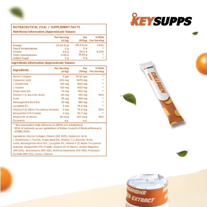 KeySupps Collagen Plus – Orange(14 Serving) - Image 2