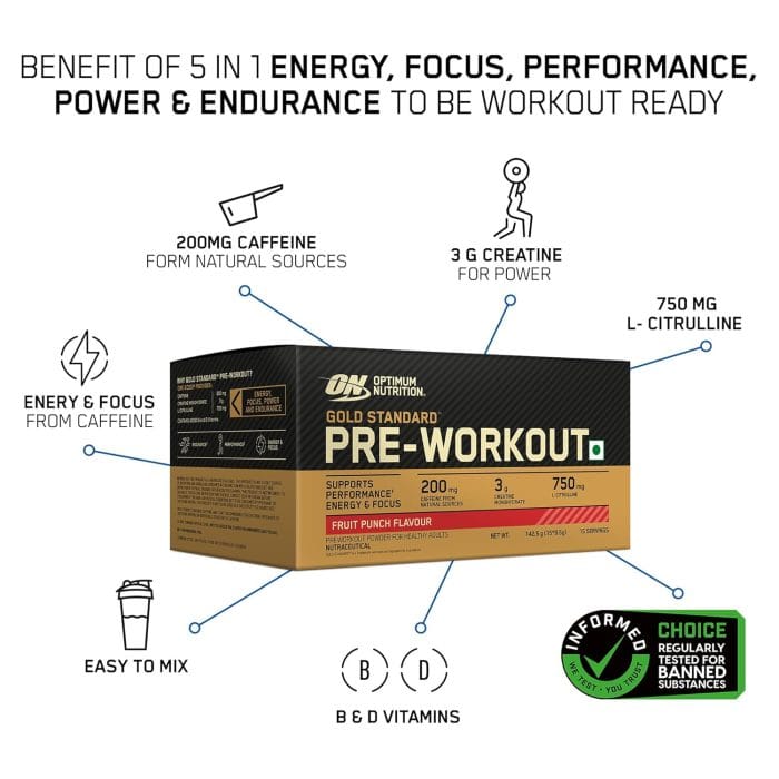 Optimum Nutrition Gold Standard Pre-Workout | Pre-Training Energy, Focus & Endurance Formula 142.5gms - Image 2