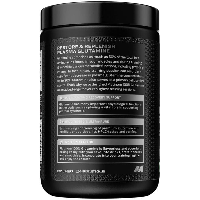 Muscletech Glutamine Powder | Muscletech Platinum 100% Glutamine Powder | Post Workout Recovery Drink | L-Glutamine Powder For Men & Women | Muscle Recovery | Unflavored (50 Servings) - 250G - Image 2