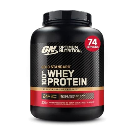 Optimum Nutrition (ON) Gold Standard 100% Whey Protein Powder - 5 lbs, 2.27 kg (Double Rich Chocolate), Primary Source Isolate,For Men and Women