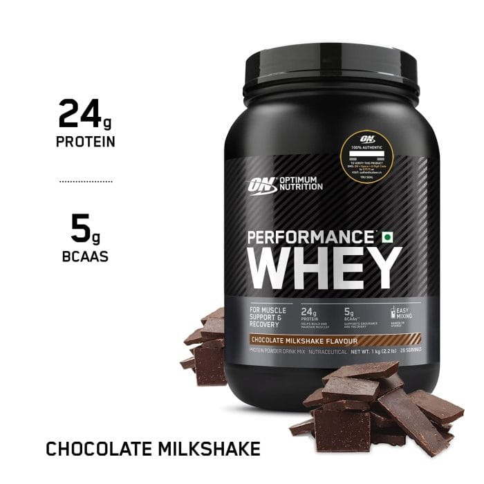 OPTIMUM NUTRITION Performance Whey Protein Powder Blend with Isolate, 24g Protein, 5g BCAA, Chocolate, 1 kg - Image 4