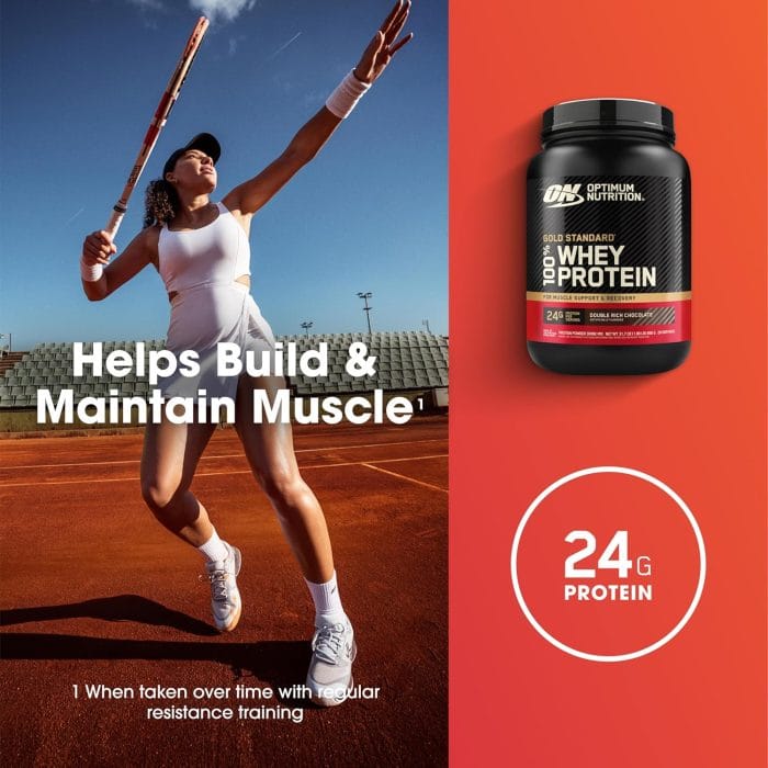 Optimum Nutrition (ON) Gold Standard 100% Whey Protein Powder - 5 lbs, 2.27 kg (Double Rich Chocolate), Primary Source Isolate,For Men and Women - Image 6