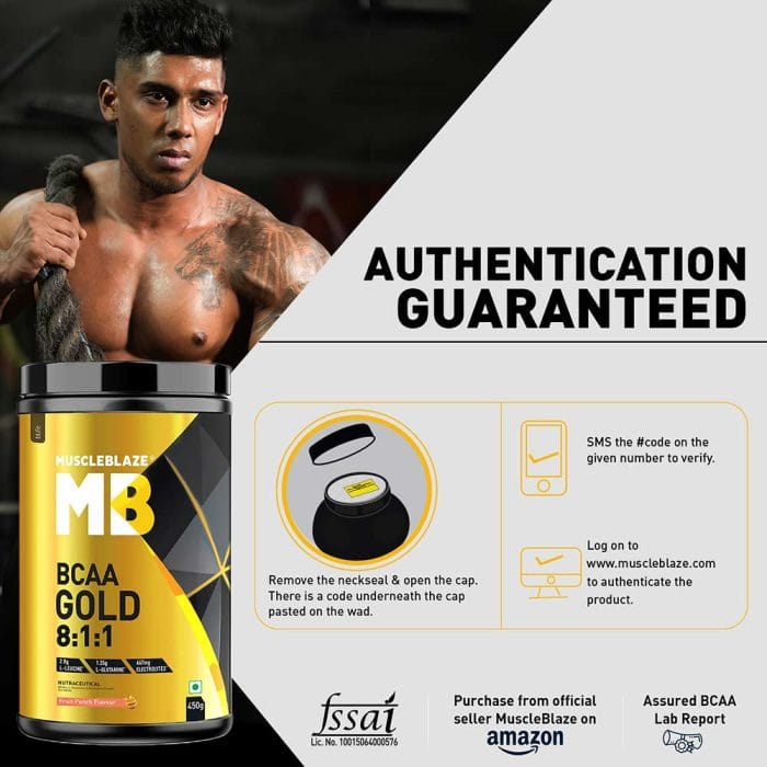 MuscleBlaze BCAA Gold 8:1:1 Amino Acids Supplements 450 g - Image 5