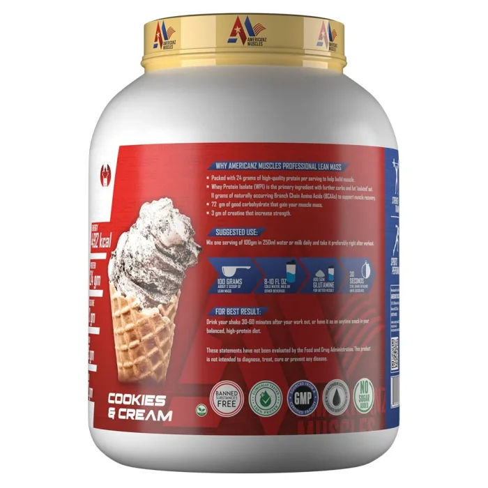 Americanz Muscles Professional Lean Mass – Advanced Mass Gainer for Muscle Building & Recovery 6lb - Image 2