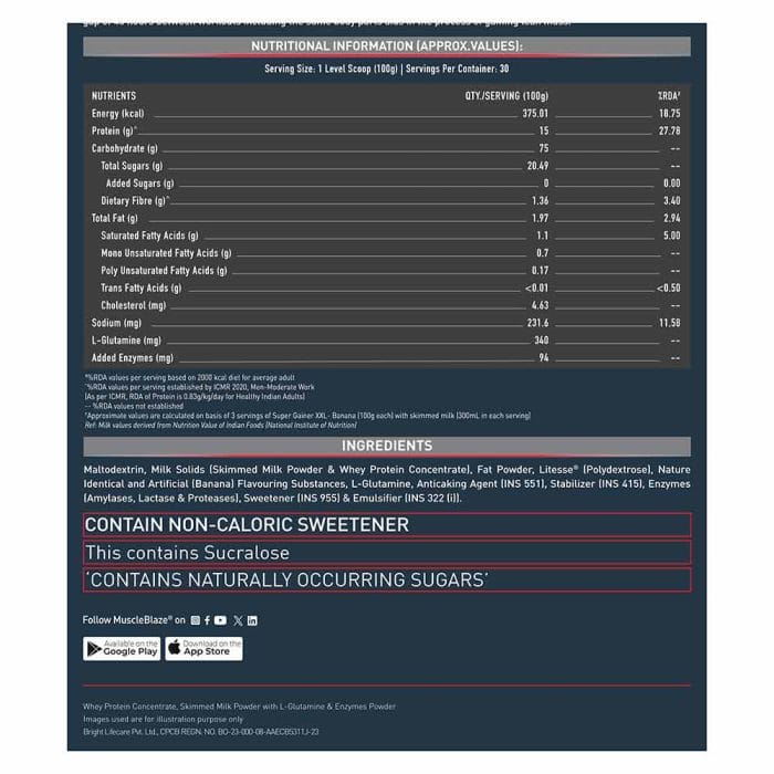 MuscleBlaze Super Gainer XXL Weight Gainer 3 kg - Image 4