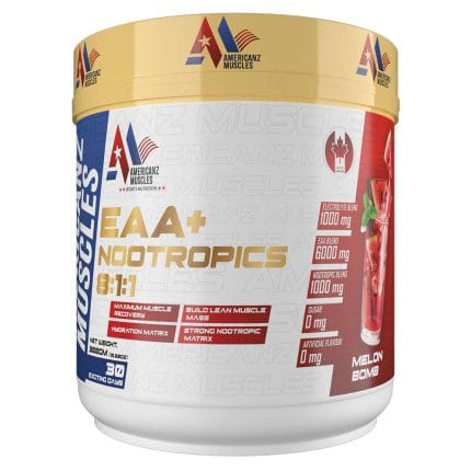 Americanz Muscles EAA + Nootropics 8:1:1 – Advanced Amino Acid Formula for Muscle Recovery & Mental Focus