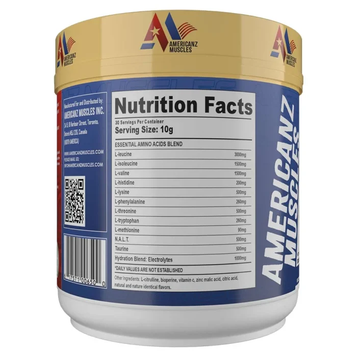 Americanz Muscles EAA + Nootropics 8:1:1 – Advanced Amino Acid Formula for Muscle Recovery & Mental Focus - Image 3