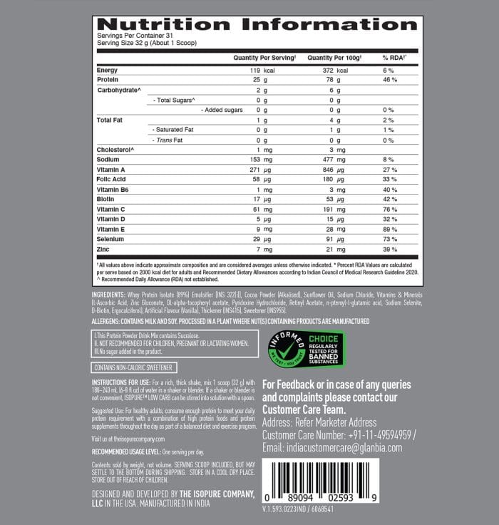 Isopure Low Carb Whey Protein Isolate Powder 1 Kg - Image 8