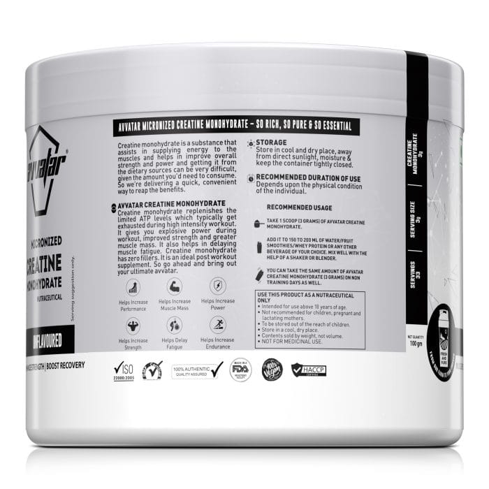 Avvatar Creatine Monohydrate | 100G | Unflavoured - Image 2